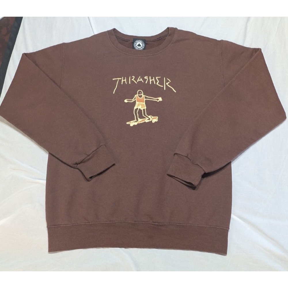 Thrasher‎ Mens Skate Character Graphic Crewneck Sweatshirt Small Brown